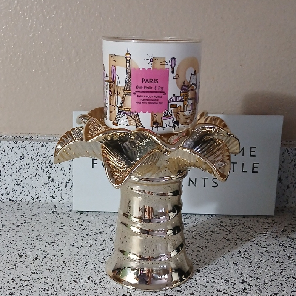 Gold Palm Tree Pedestal Candle Holder | Bath & Body Works